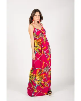 Chain print maxi dress (Red)