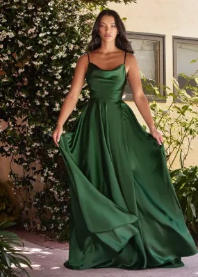 Chantelle Satin A-line Maxi Dress Emerald