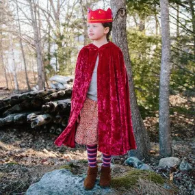 Child's Red Velvet Cape With Hood