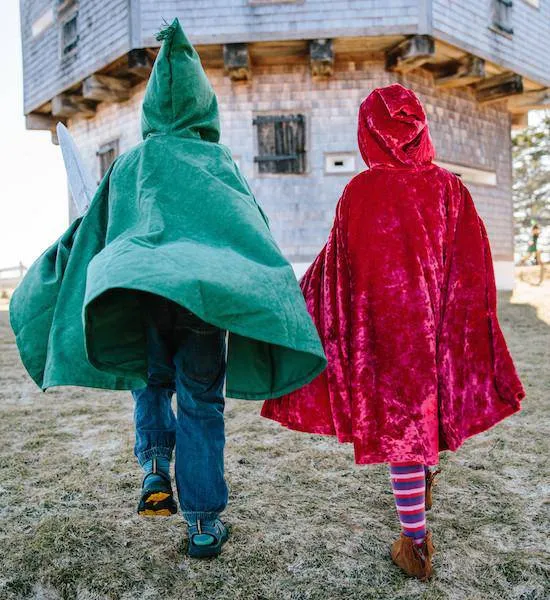 Child's Red Velvet Cape With Hood