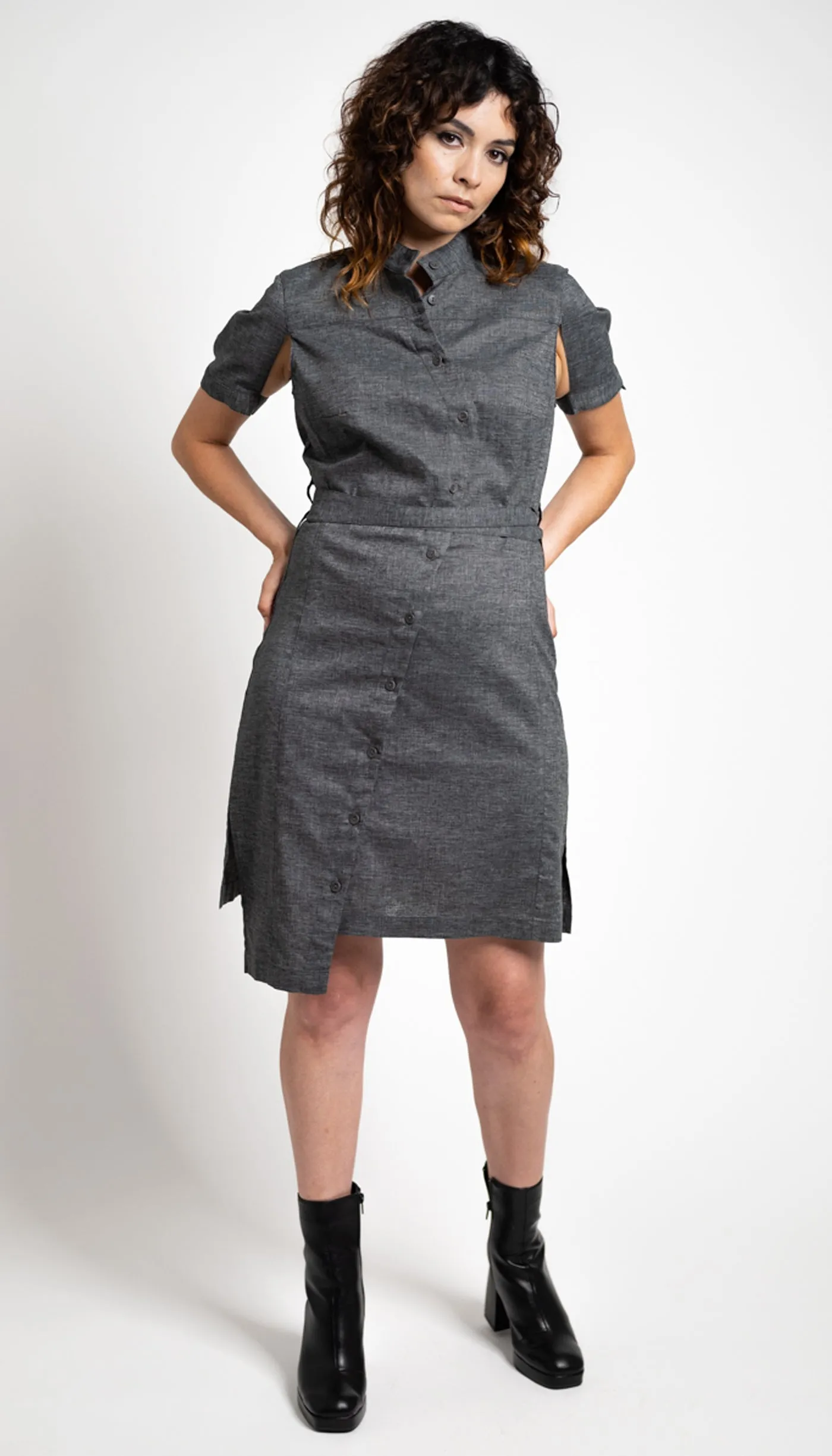 Classic Half Sleeve Shirtdress / Reissue /Eggplant