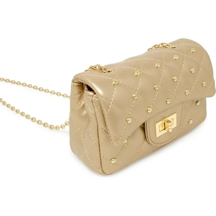 Classic Quilted Stud Mini Bag - Gold