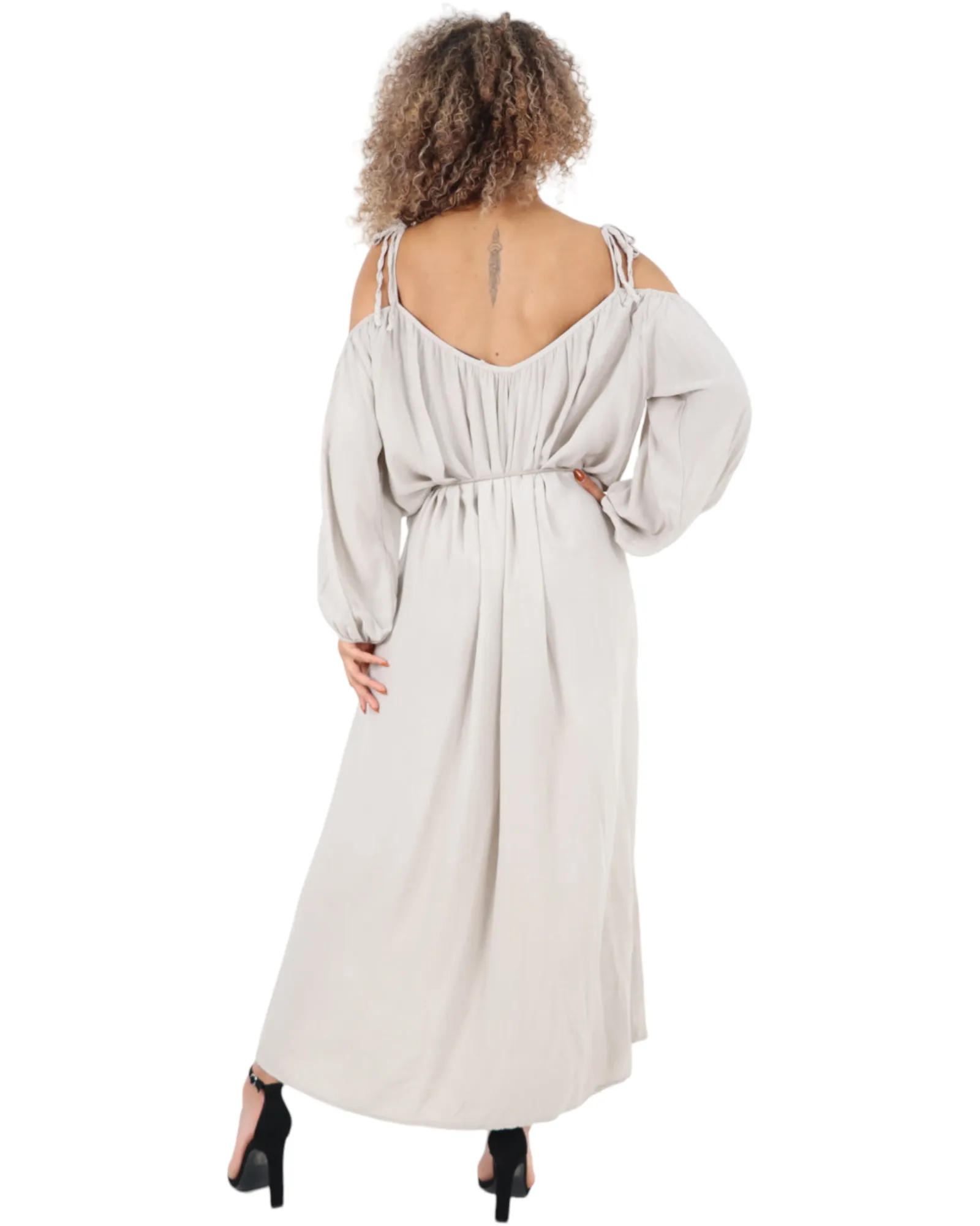 Cold Shoulder Belted Maxi Dress