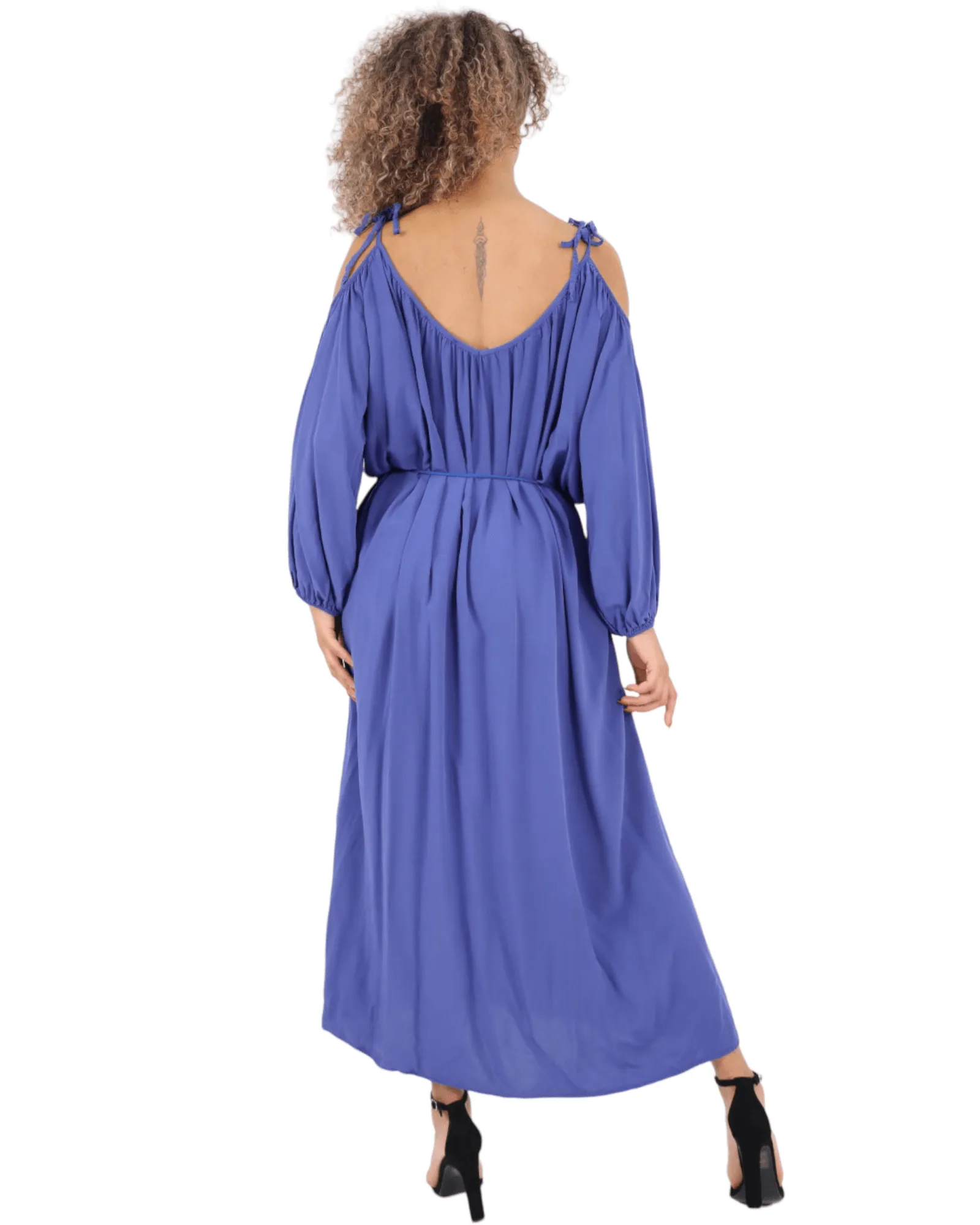 Cold Shoulder Belted Maxi Dress