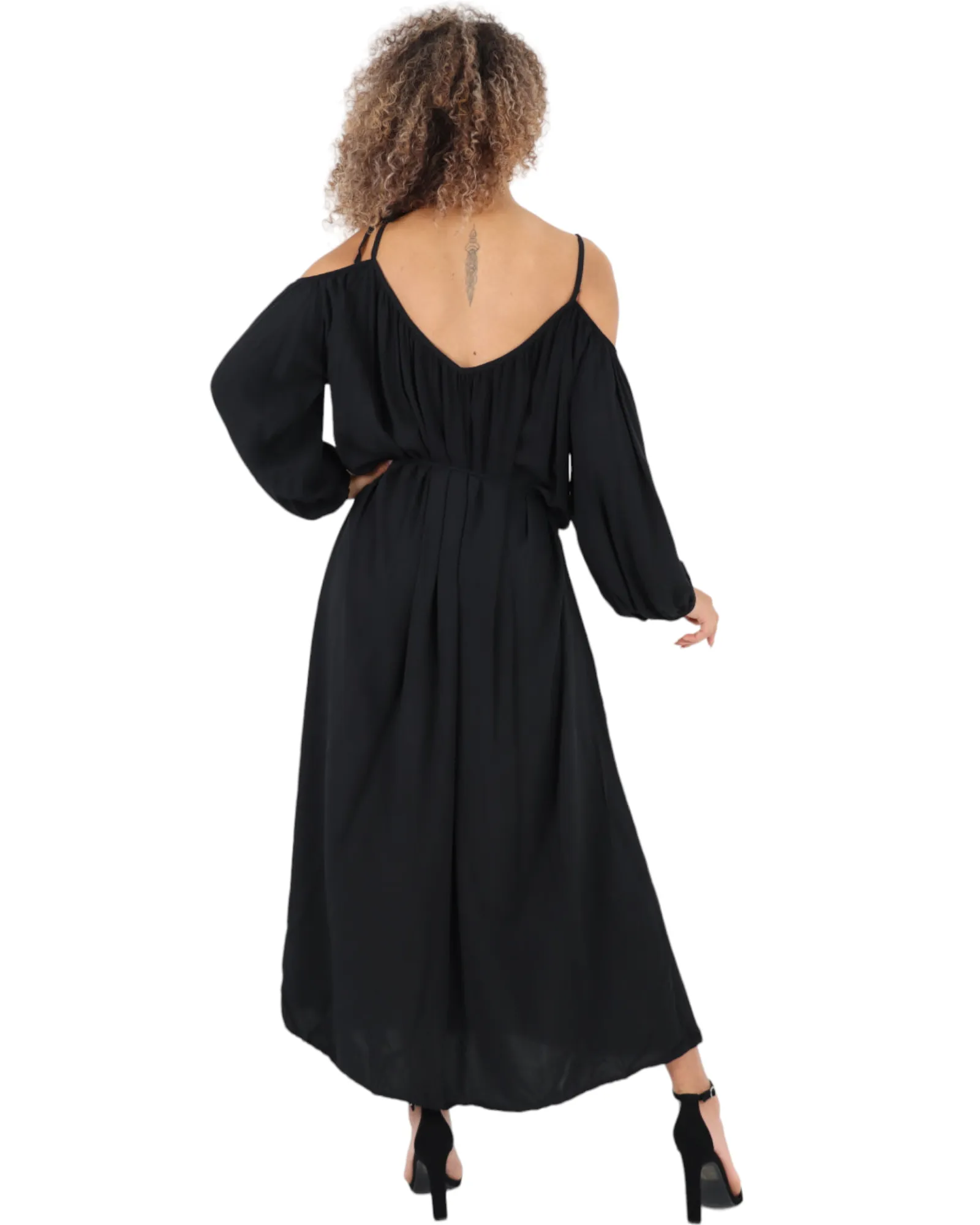 Cold Shoulder Belted Maxi Dress