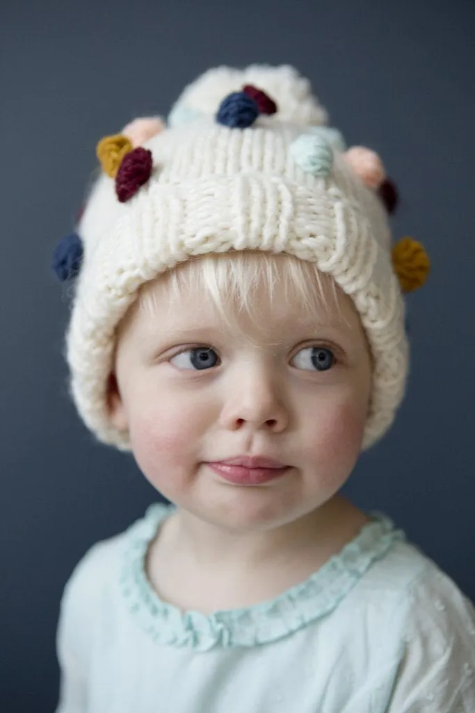 Colorful Fall Pom Pom Hat