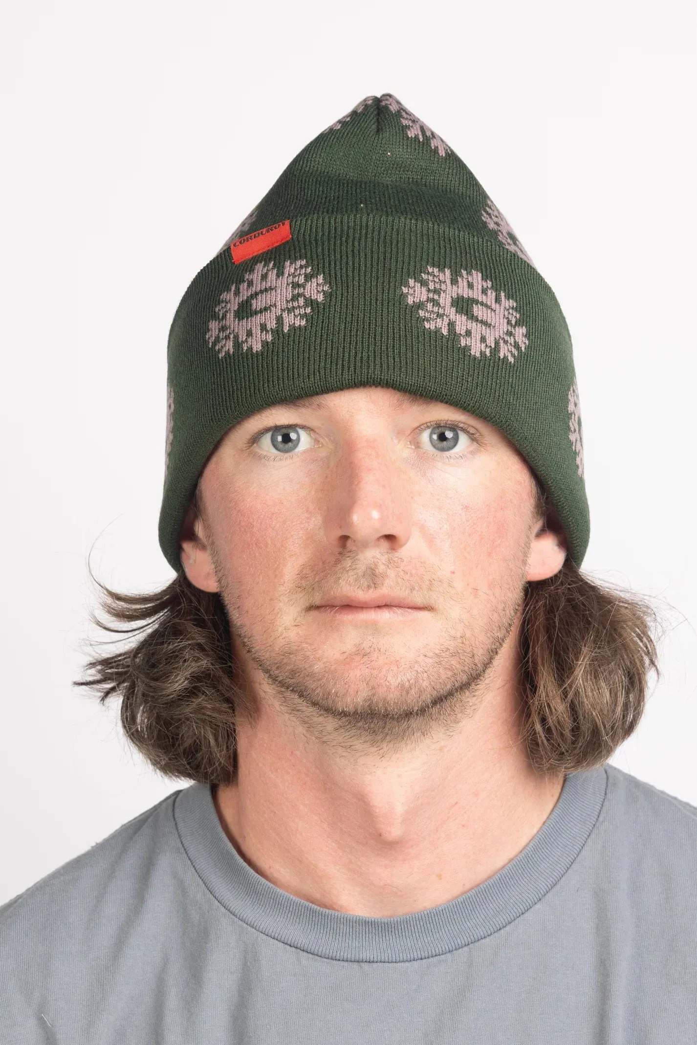 CORDUROY - MONOGRAM BEANIE EVERGREEN