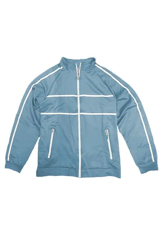 Criss Cross Tape Stripe Track Jacket