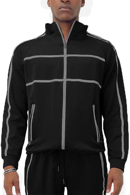 Criss Cross Tape Stripe Track Jacket