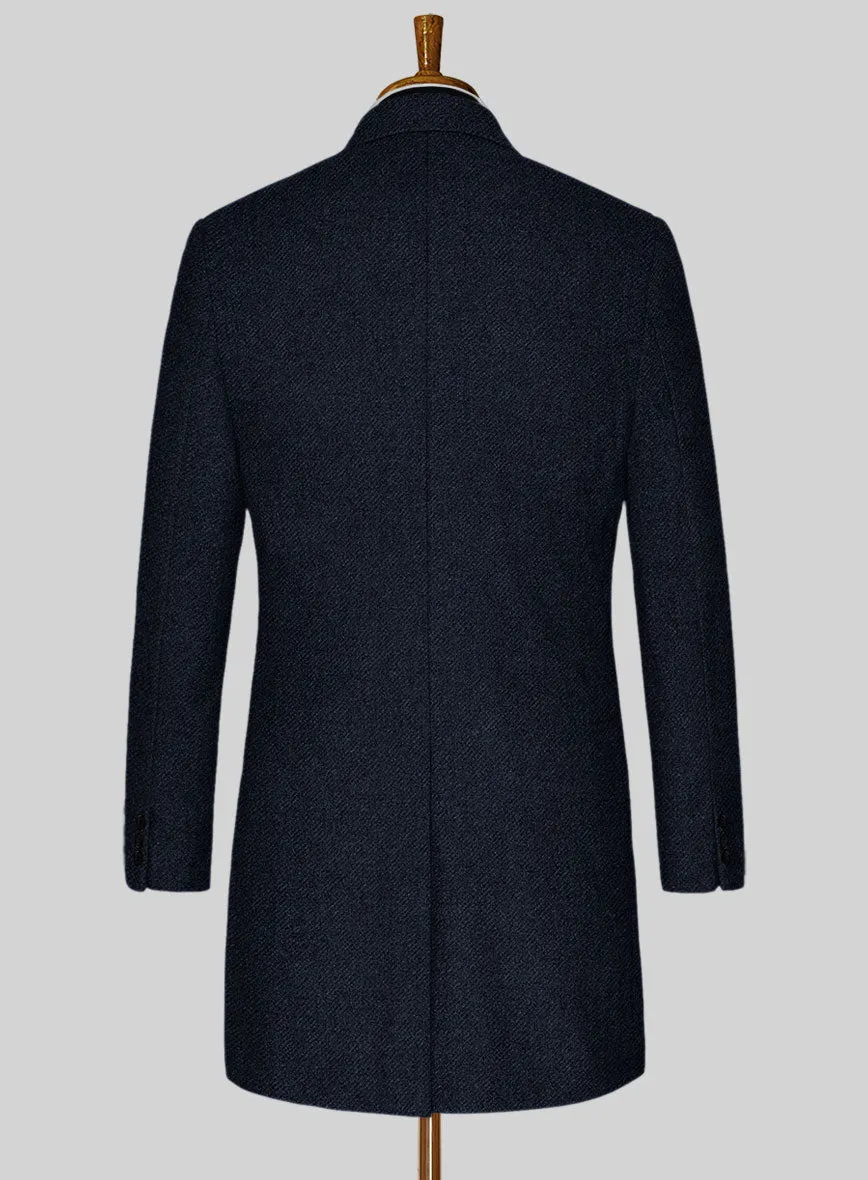 Deep Blue Heavy Tweed Overcoat