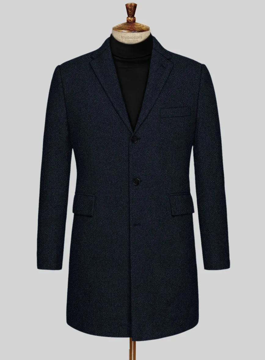 Deep Blue Heavy Tweed Overcoat