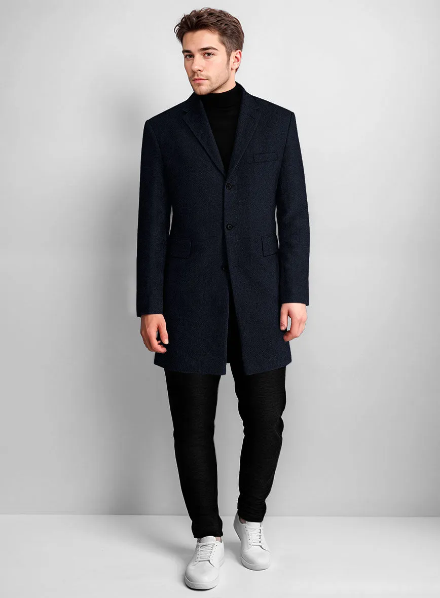 Deep Blue Heavy Tweed Overcoat