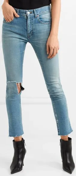 Distressed Mid-Rise Skinny Jeans