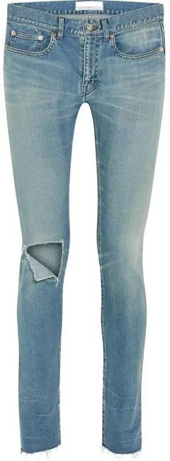 Distressed Mid-Rise Skinny Jeans