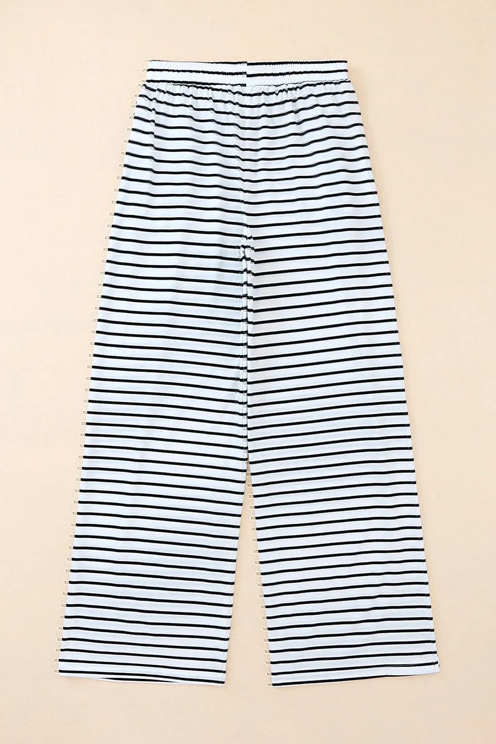 Drawstring Striped Wide Leg Pants