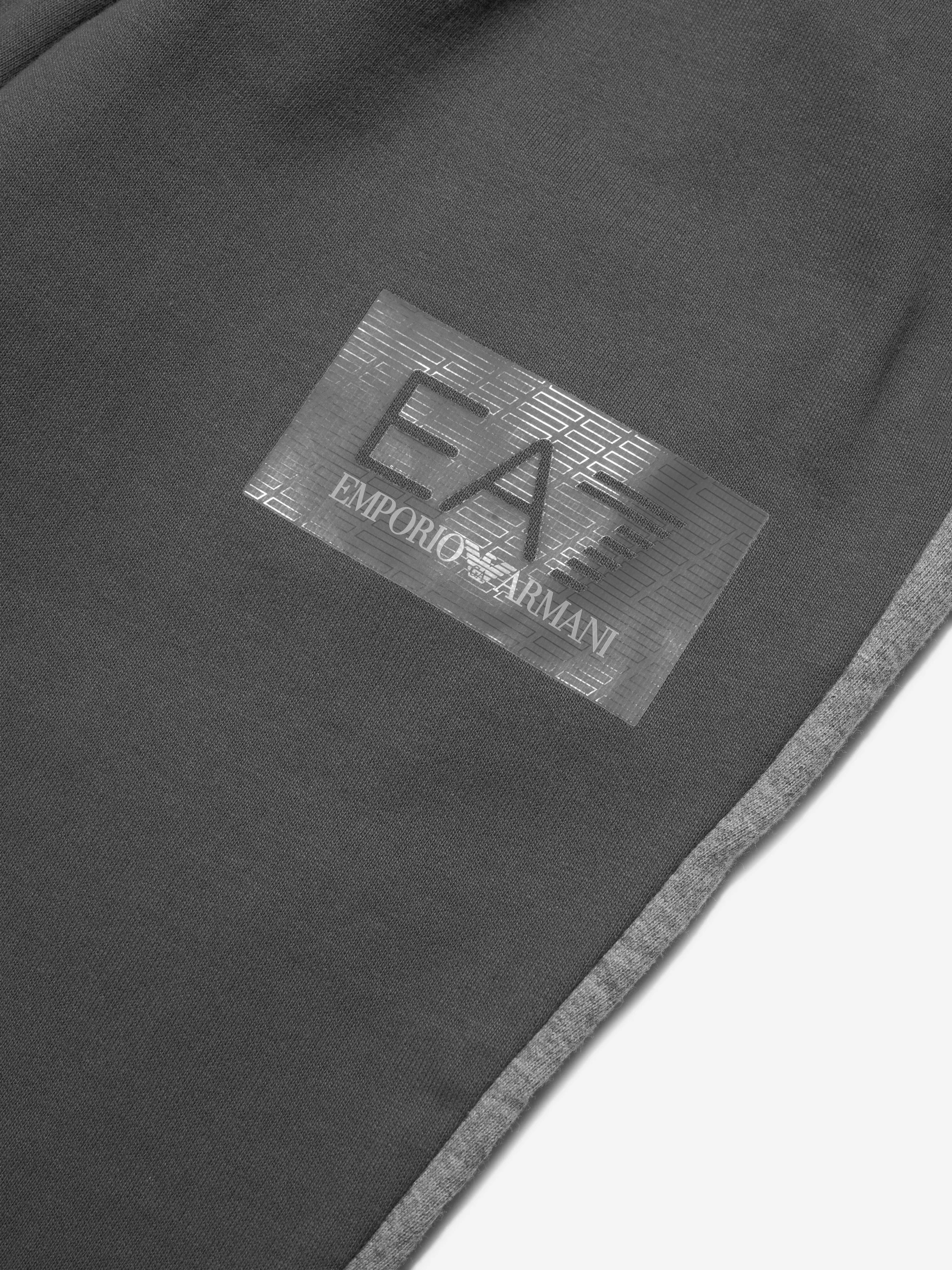 EA7 Emporio Armani Boys Train Tonal Black Logo Joggers in Grey