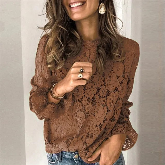 Elegant Embroidery Floral Lace Top