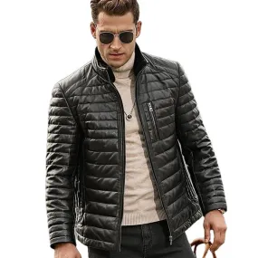 FLAVOR Genuine Lambskin Winter Warm Men's Leather Coat