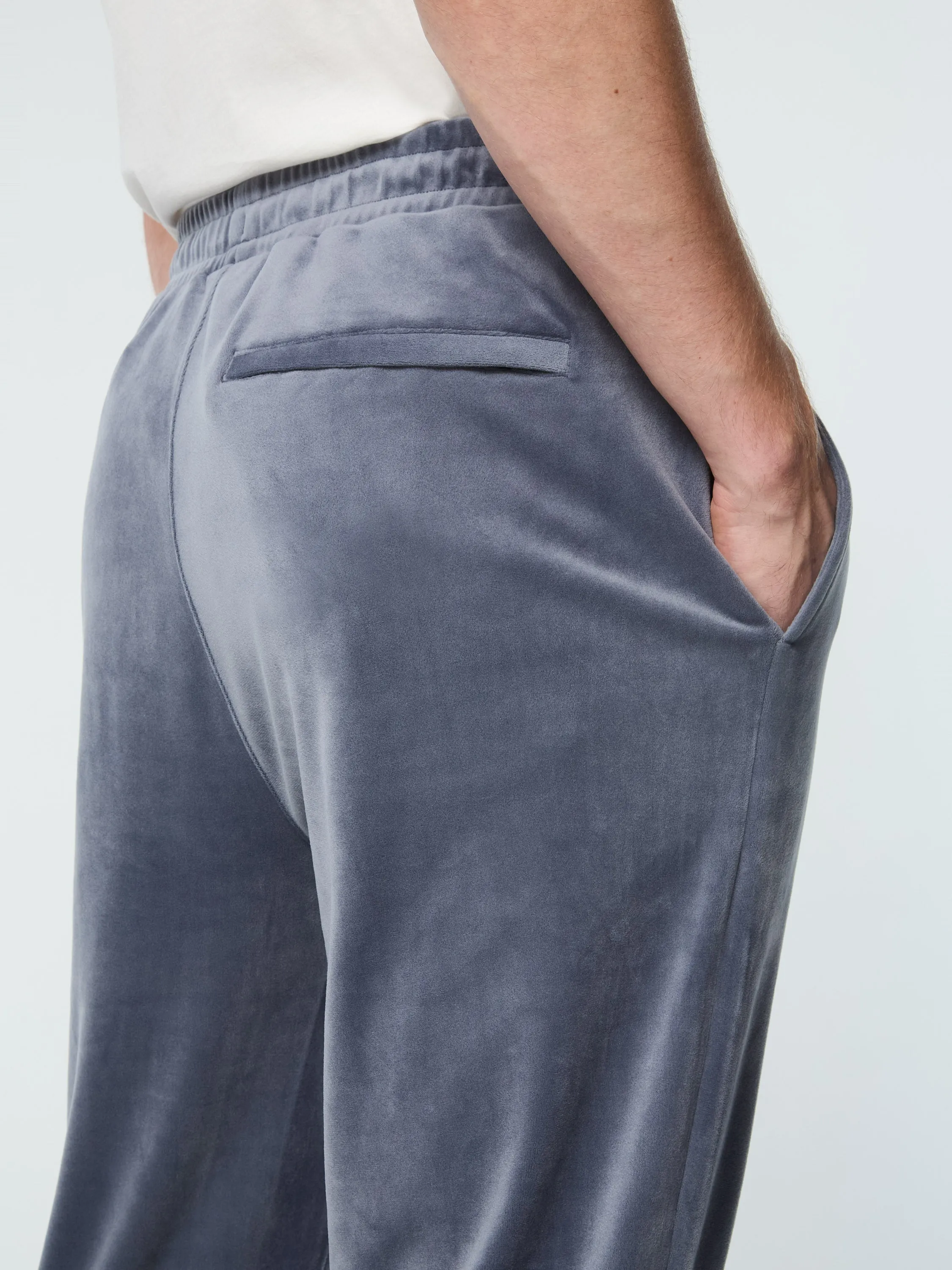 Foggia Velour Debossed Track Pant- Grisaille