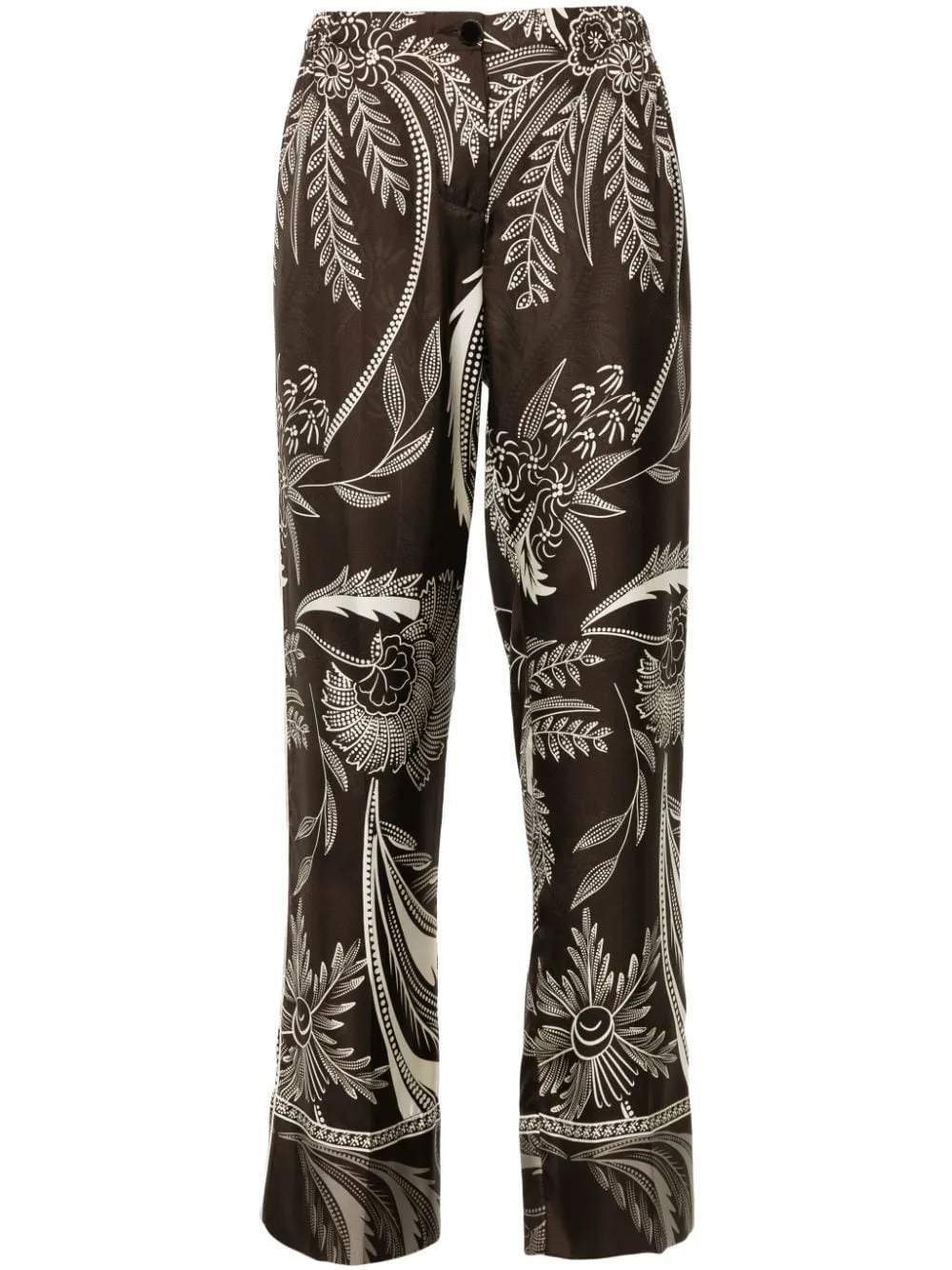 F.R.S FOR RESTLESS SLEEPERS Elegant Silk Botanical Print Trousers