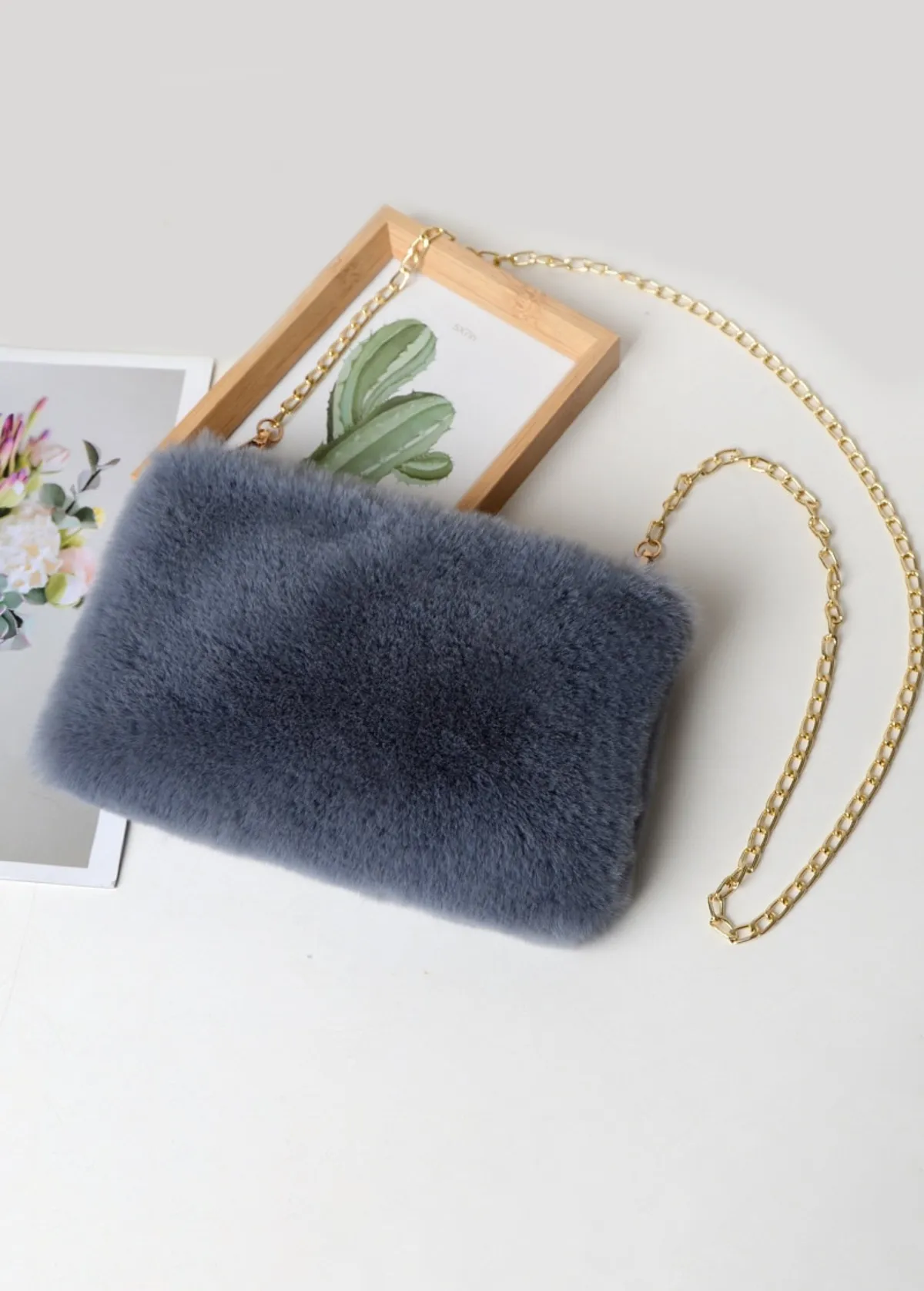 Fur Vibes Plush Crossbody Clutch Purse