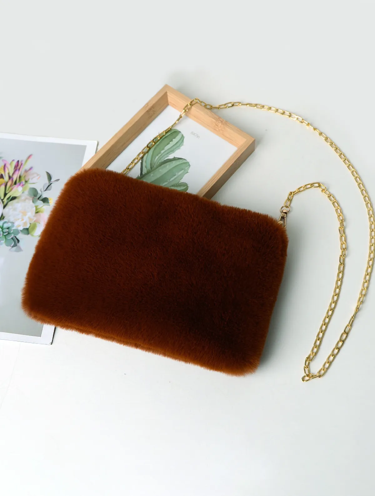 Fur Vibes Plush Crossbody Clutch Purse