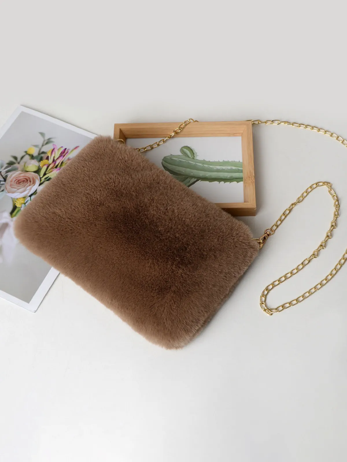 Fur Vibes Plush Crossbody Clutch Purse