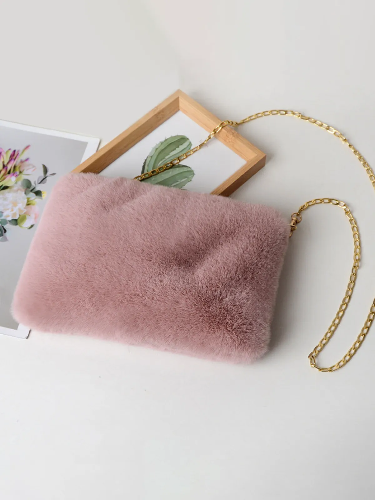 Fur Vibes Plush Crossbody Clutch Purse