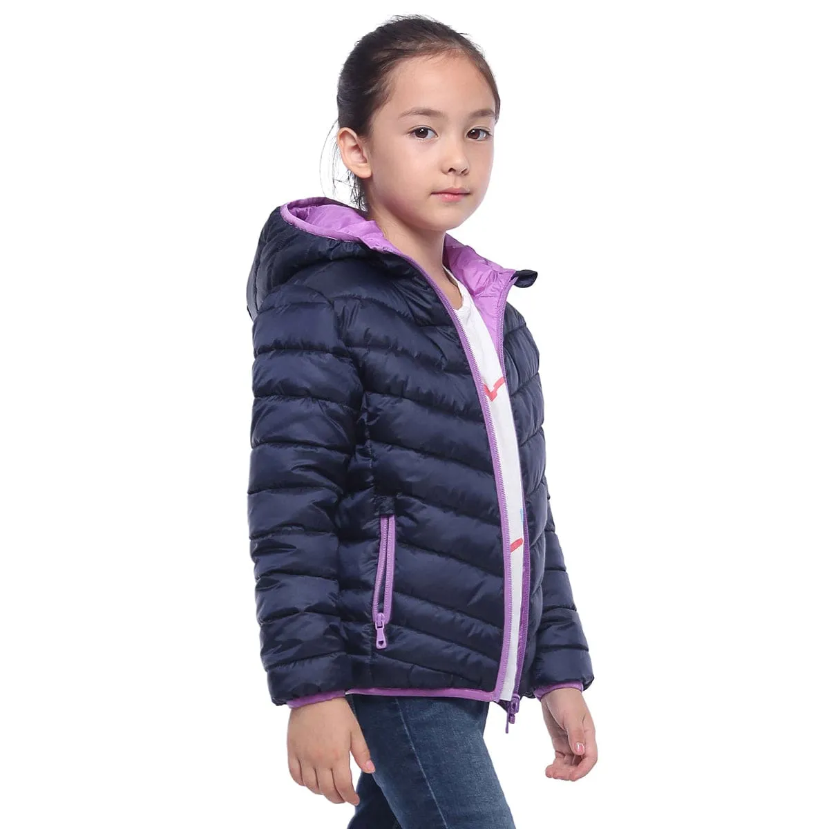 Girls' Reversible Lightweight Puffer Jacket