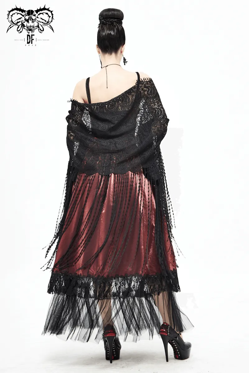 Gorgeous Lace Tassel Cape / Black Cape for Women with Fringe / Gothic Female Accessories