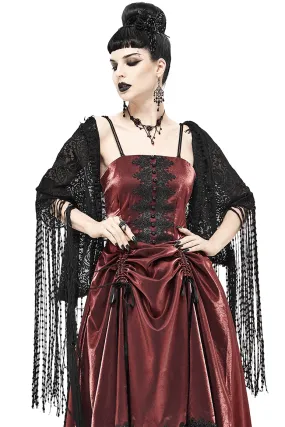 Gorgeous Lace Tassel Cape / Black Cape for Women with Fringe / Gothic Female Accessories