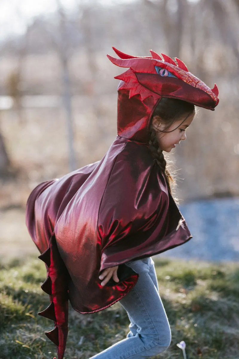 Great Pretenders Ruby The Metallic Dragon Cape, Size 5-6