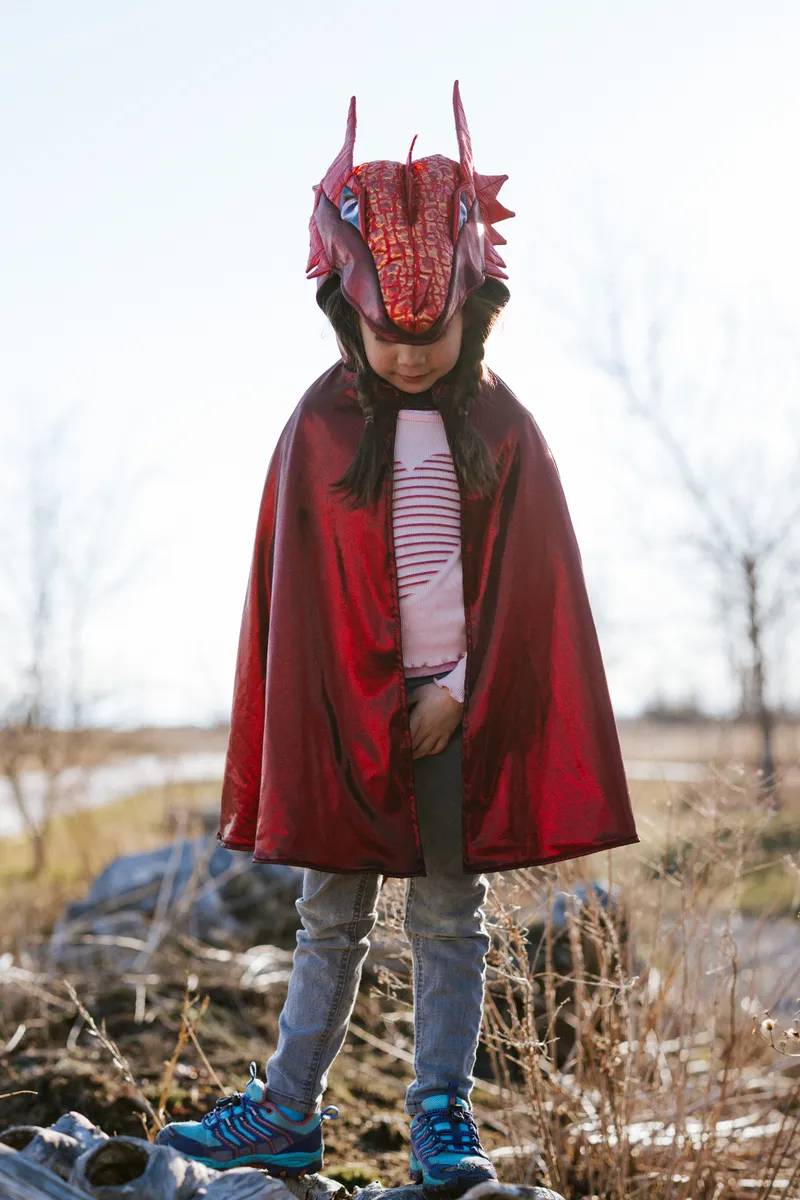 Great Pretenders Ruby The Metallic Dragon Cape, Size 5-6