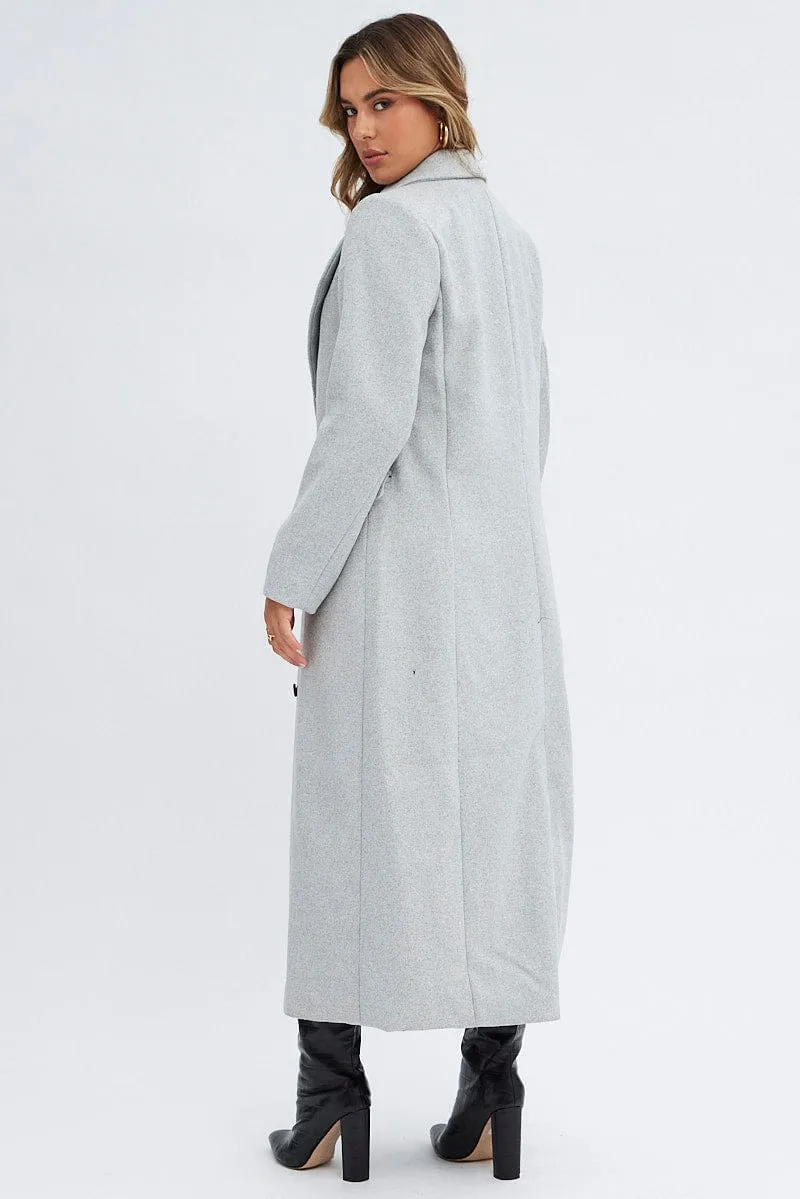 Grey Longline Coat Long Sleeve