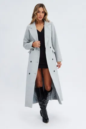 Grey Longline Coat Long Sleeve