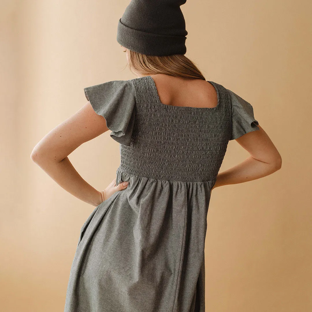 Hailey Maxi Dress, Black Chambray