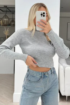 Halley grey cropped roll neck sweater