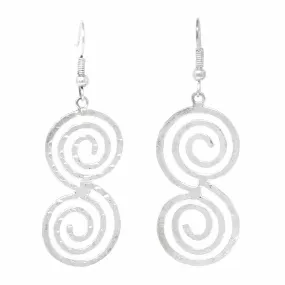 Hammered Scroll Silver Overlay Earrings Artisana