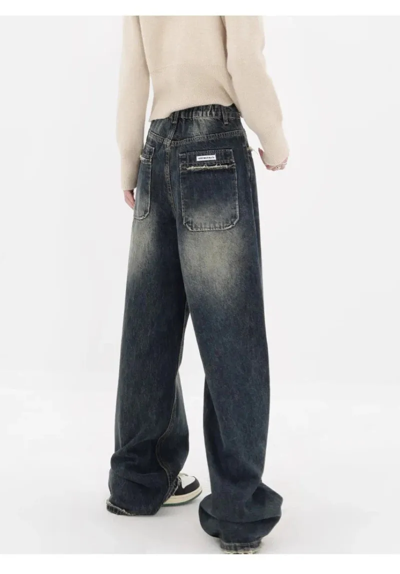 Harajuku Y2K Loose Retro High Waist Wide Leg Denim Pants