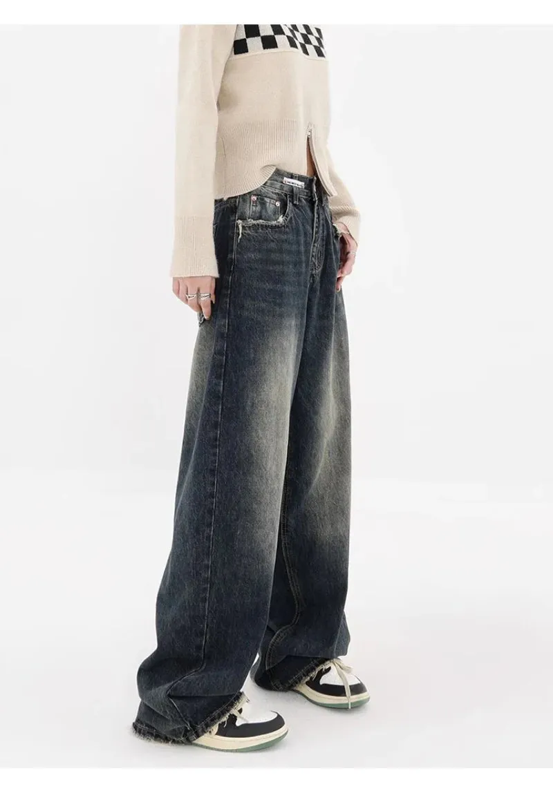 Harajuku Y2K Loose Retro High Waist Wide Leg Denim Pants