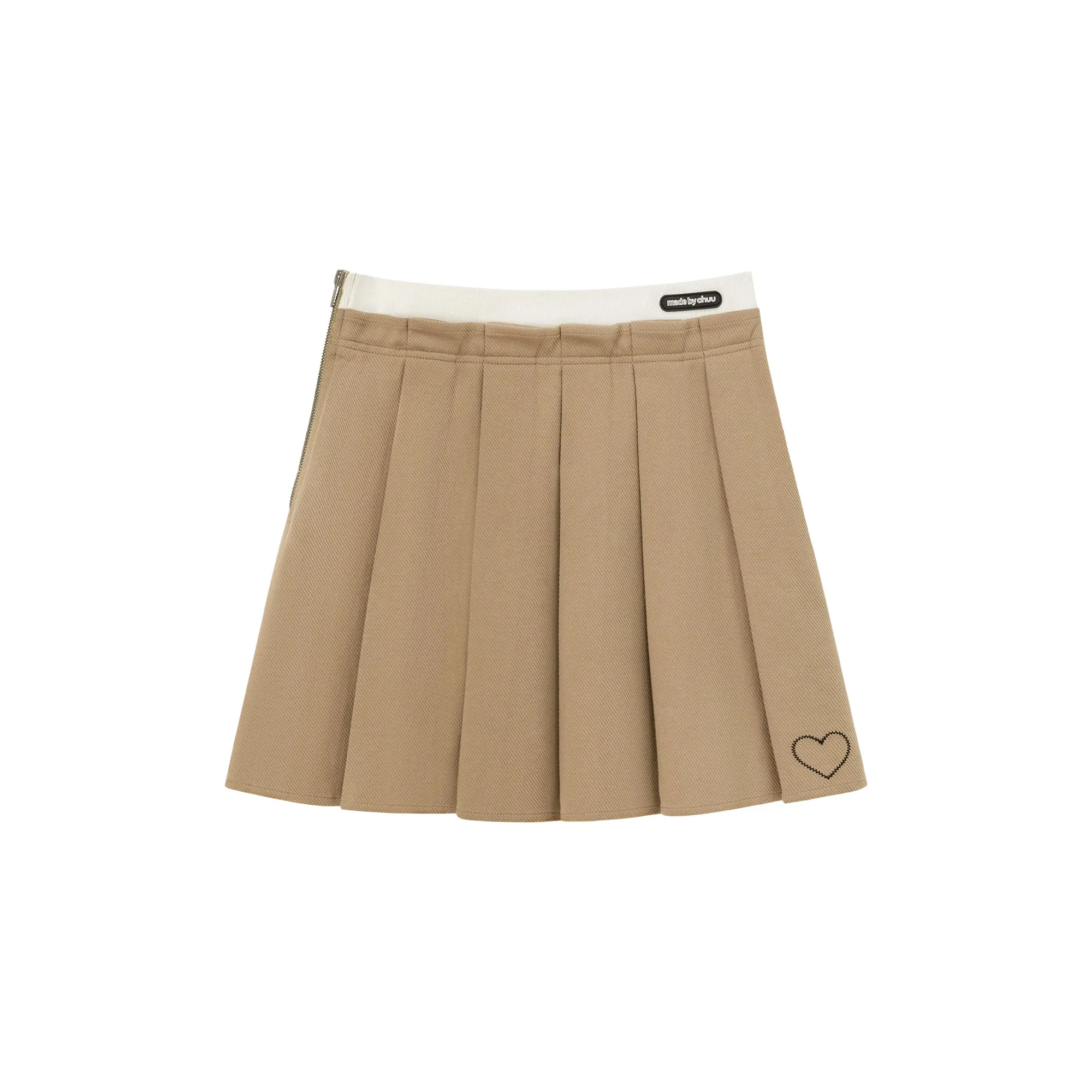 Heart Detail Pleated Mini Skirt