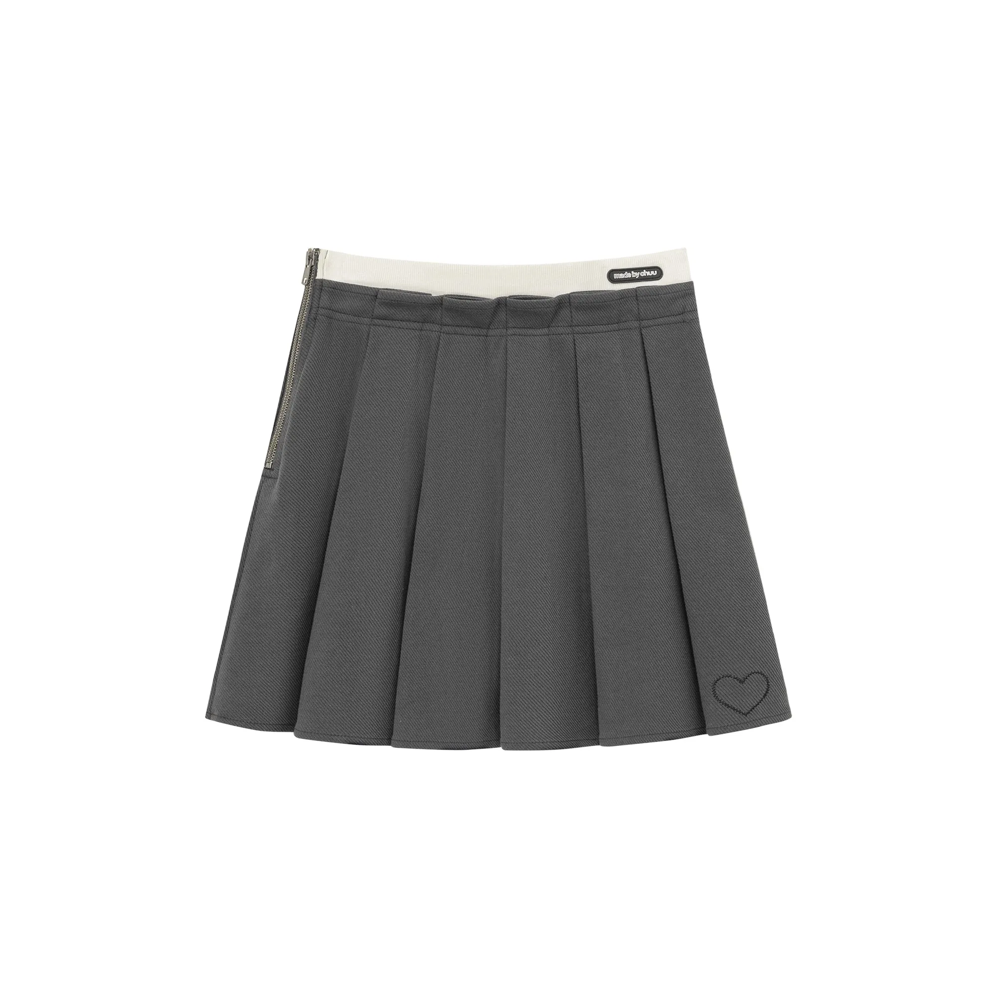 Heart Detail Pleated Mini Skirt