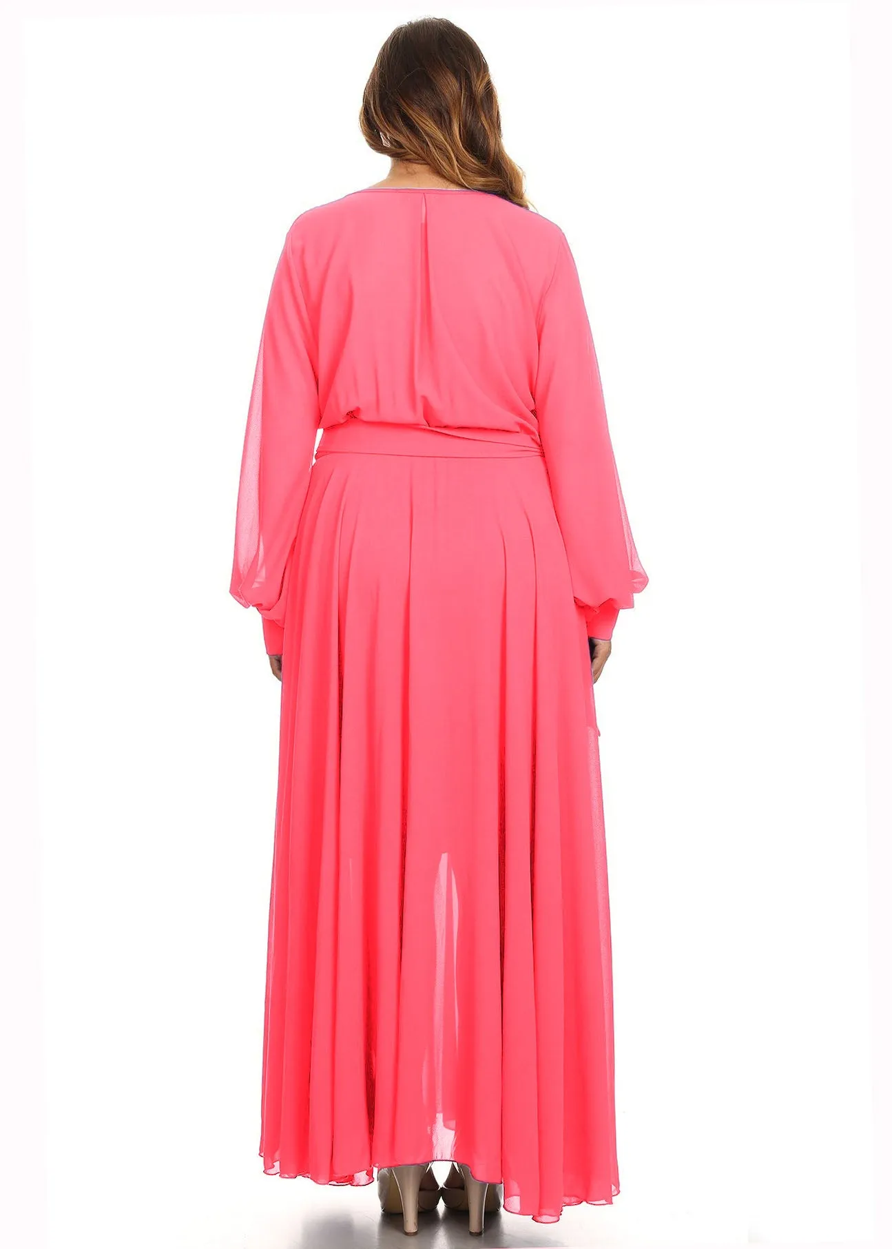 Hi Curvy Plus Size Women Solid Wrap Maxi Dress