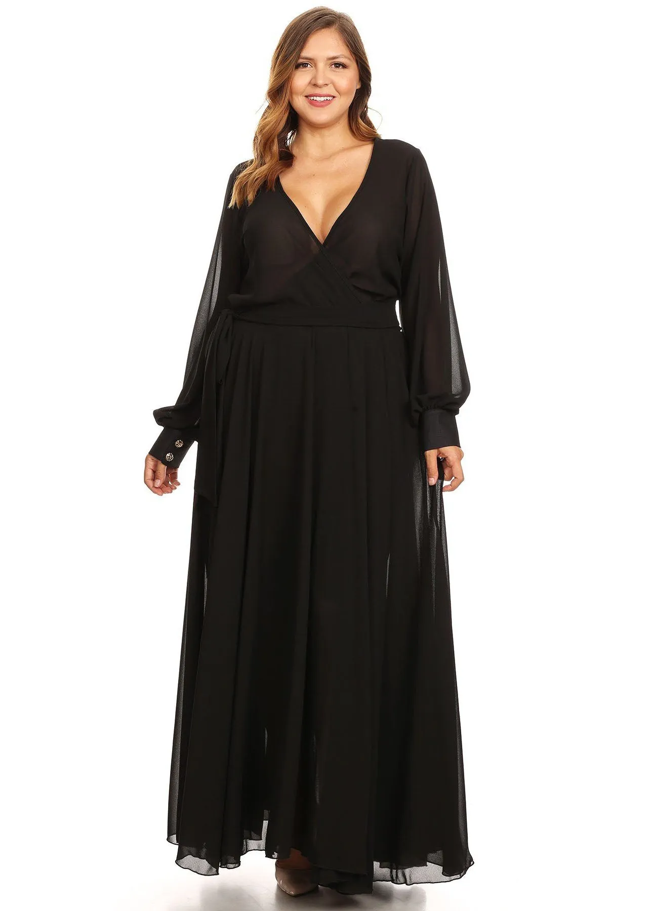 Hi Curvy Plus Size Women Solid Wrap Maxi Dress