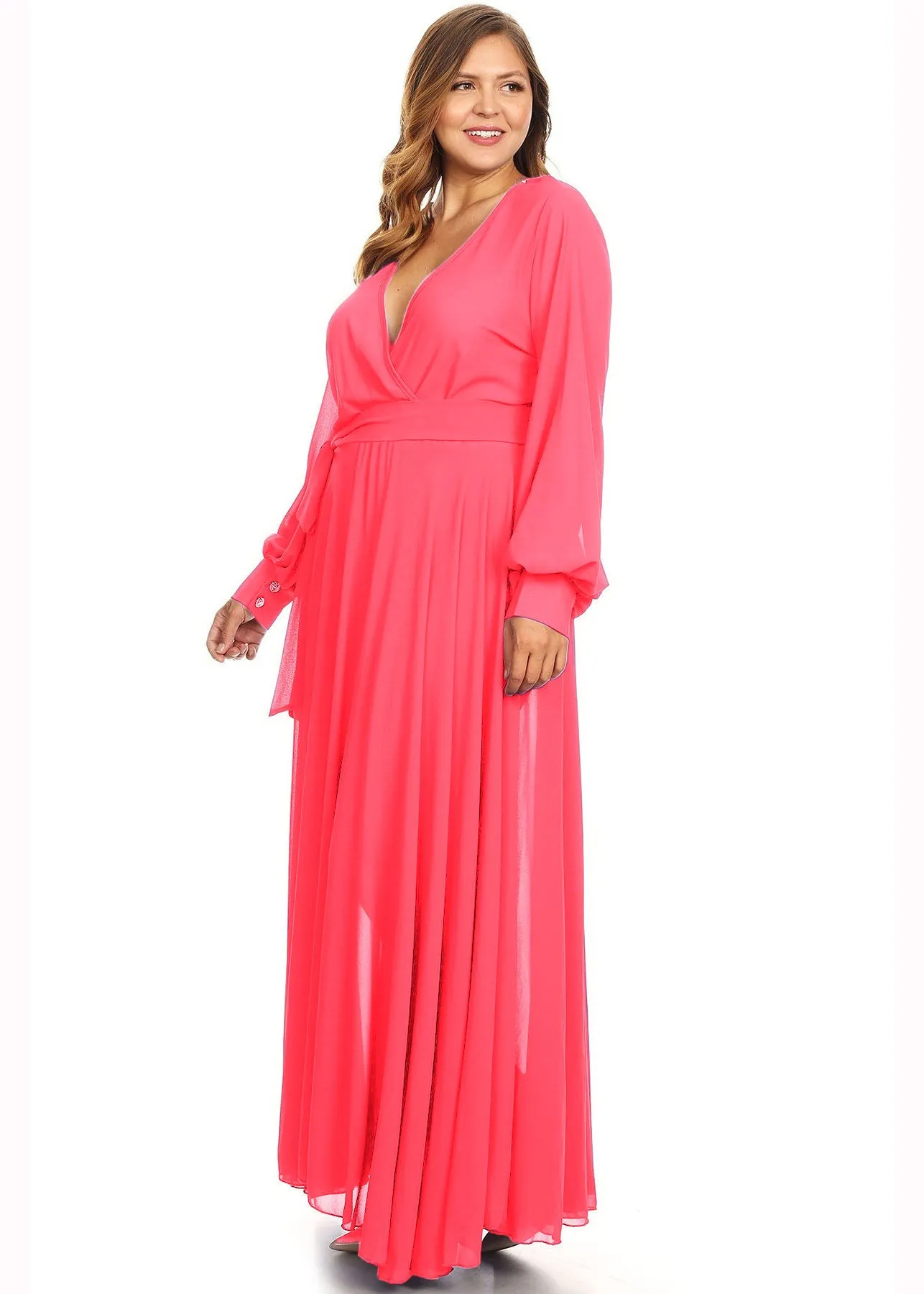 Hi Curvy Plus Size Women Solid Wrap Maxi Dress