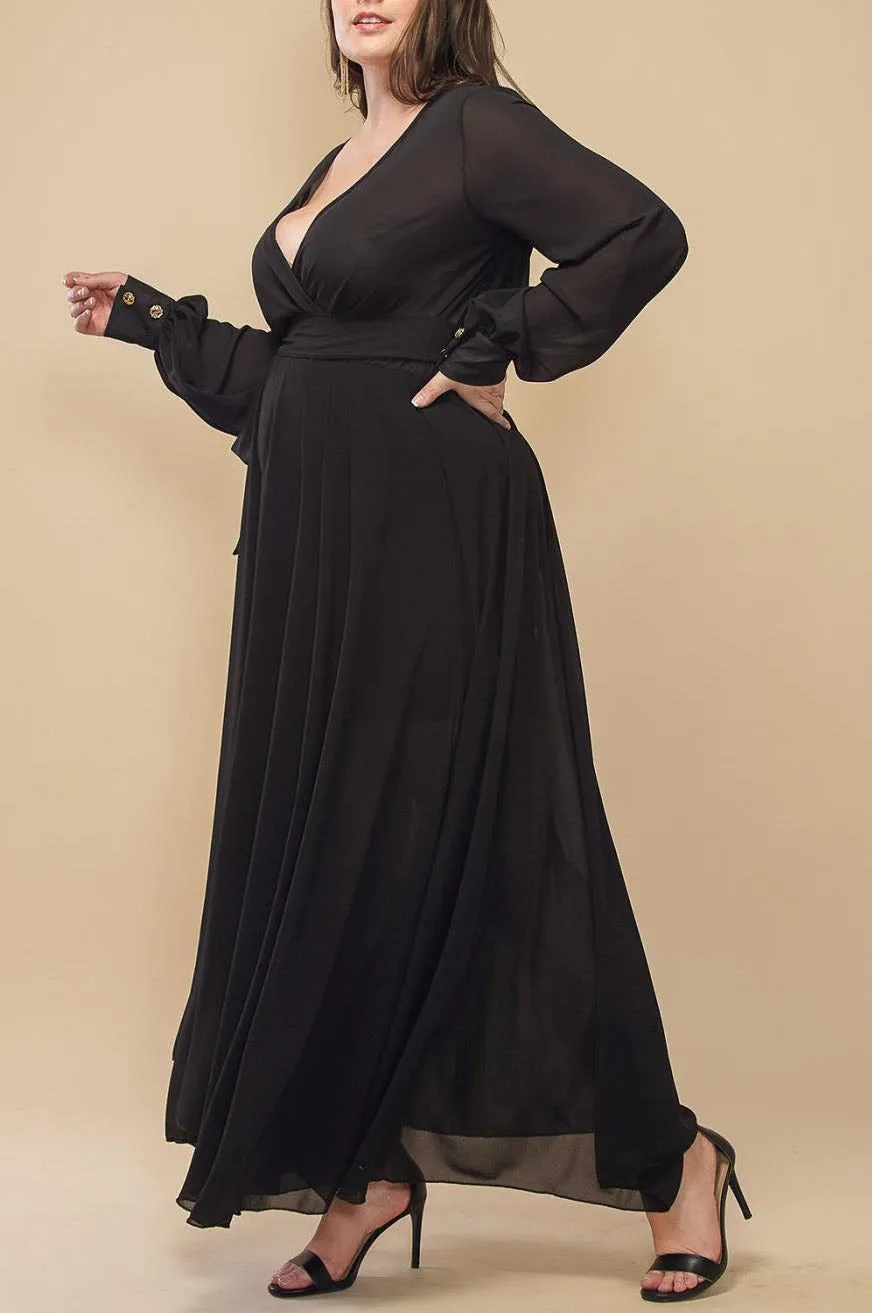 Hi Curvy Plus Size Women Solid Wrap Maxi Dress