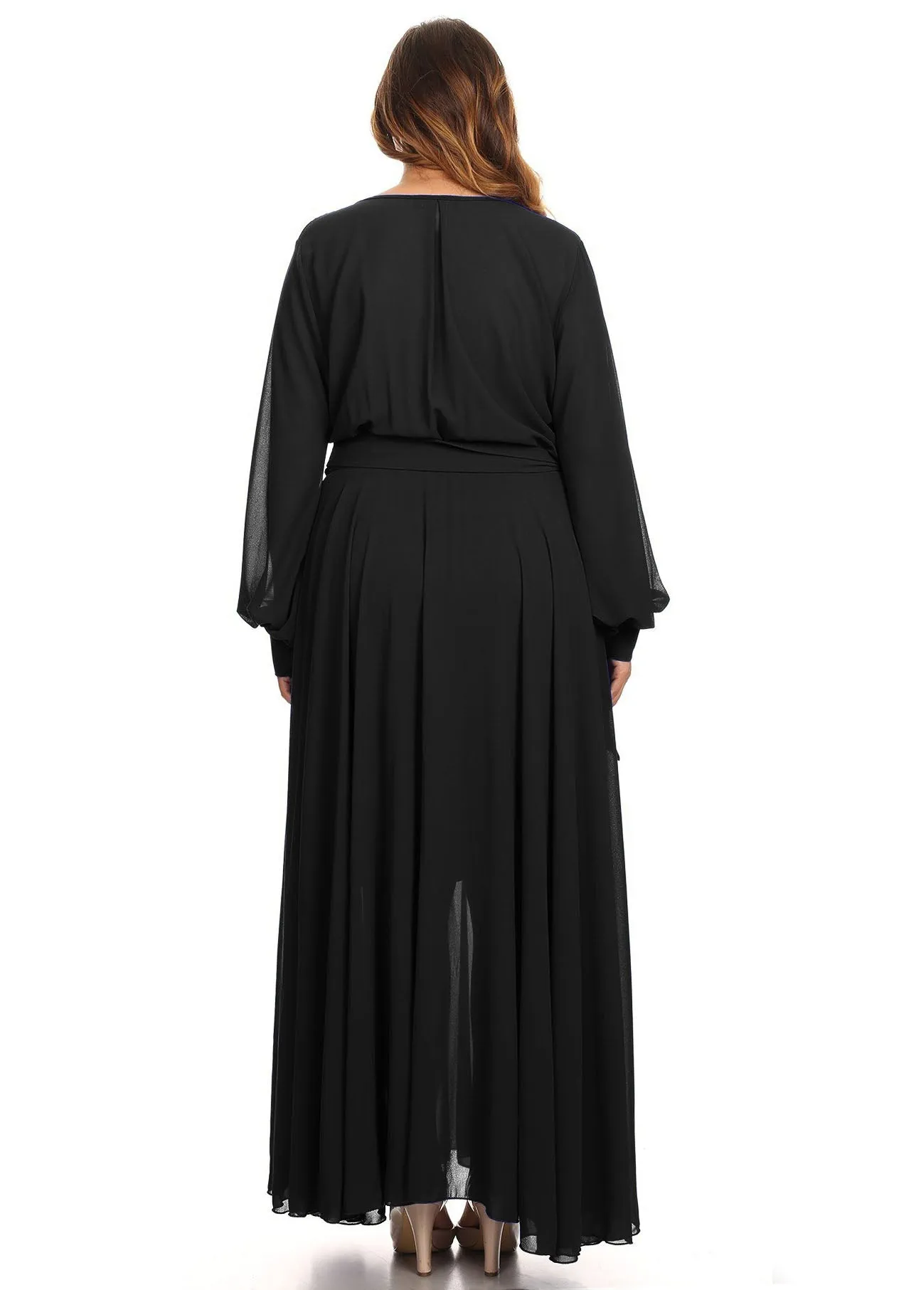 Hi Curvy Plus Size Women Solid Wrap Maxi Dress