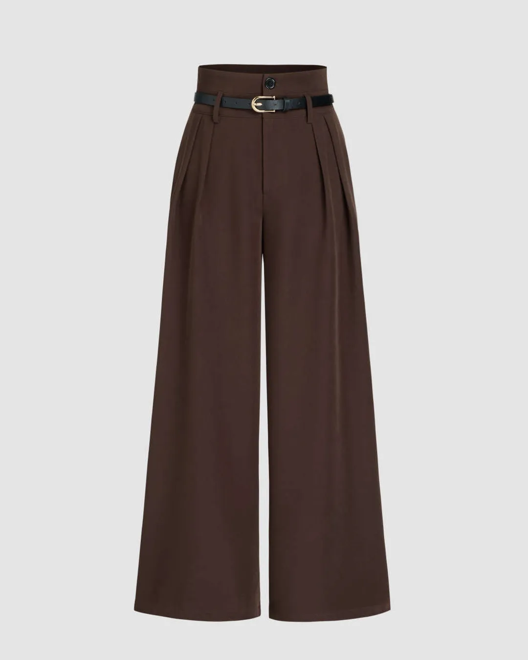 High Waist Pleated Trouser In Chocolate Brown