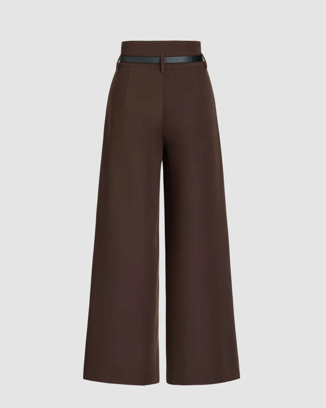 High Waist Pleated Trouser In Chocolate Brown