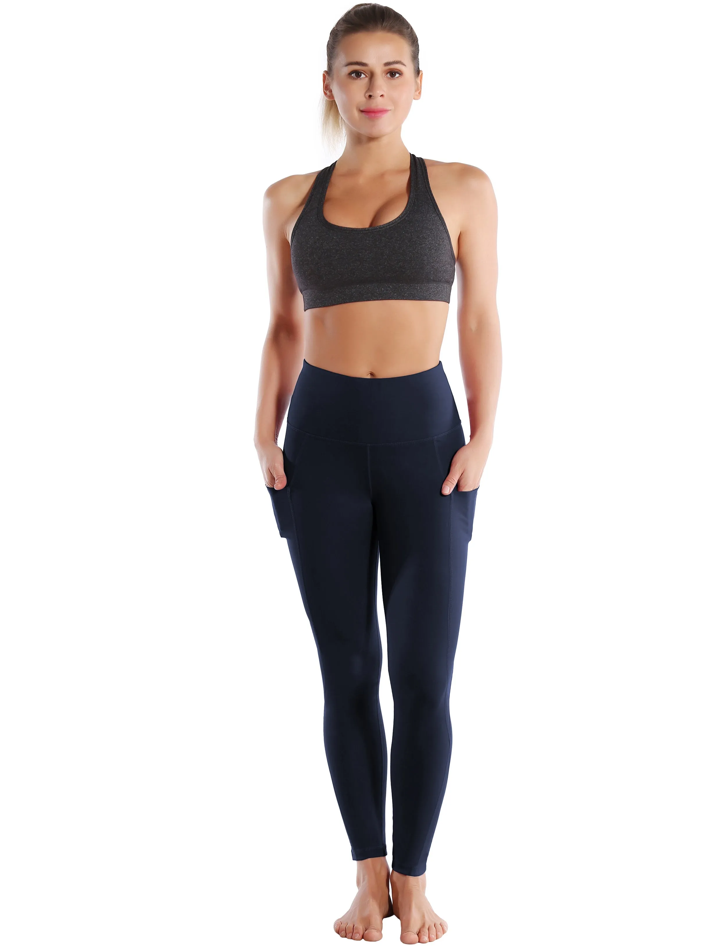 High Waist Side Pockets Gym Pants navyblue_Gym